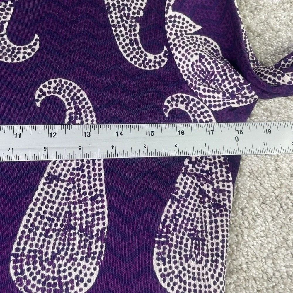 Tory Burch Silk‎ Paisley Mini Dress Womens Small Purple Embellished Long Sleeve